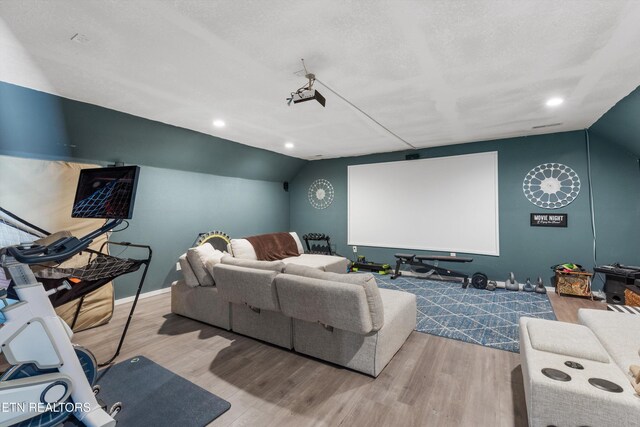 1842 Chapel Rd, Sevierville, TN 37876 - cinema room with wood finished floors, lofted ceiling, and recessed lighting