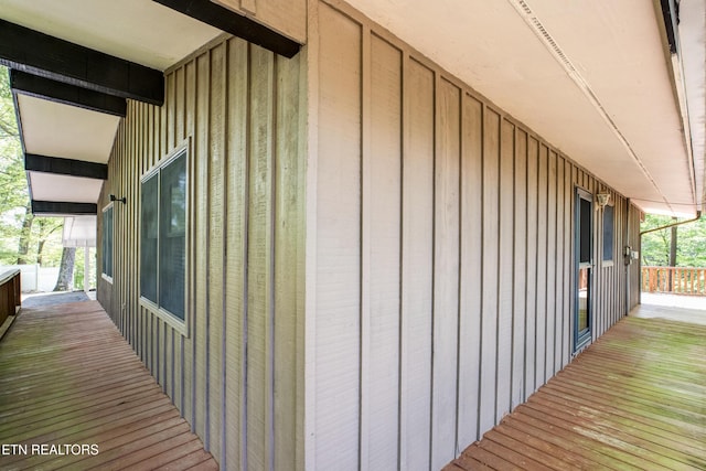 view of side of property with board and batten siding
