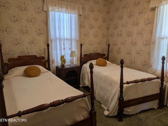 515 N 25th St, Middlesboro, KY 40965 - carpeted bedroom featuring wallpapered walls and multiple windows