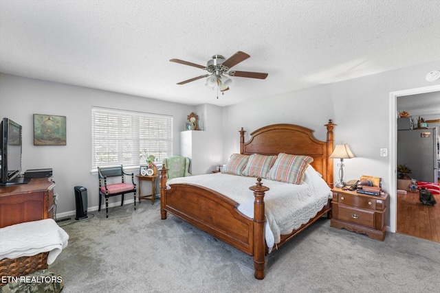 12903 Georgetown Village Ln, Georgetown, TN 37336 - bedroom with carpet flooring, a textured ceiling, and ceiling fan