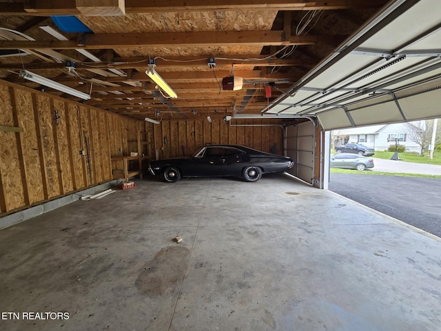 garage with a garage door opener
