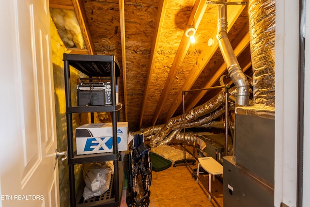 view of unfinished attic