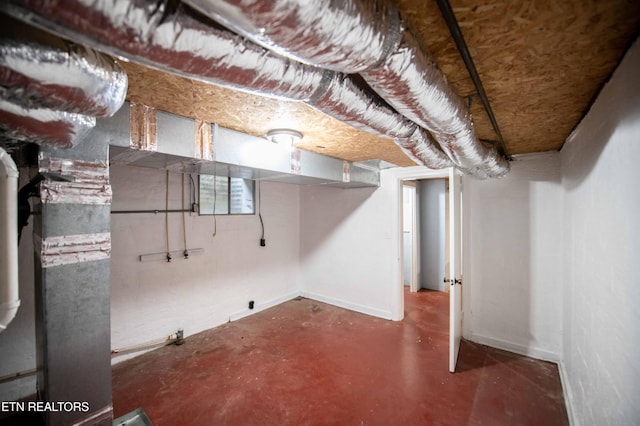 view of unfinished basement