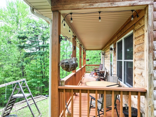 deck featuring a porch