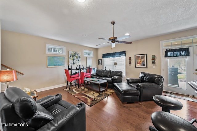 1079 Rarity Bay Pkwy, Vonore, TN 37885 - living room with ceiling fan, baseboards, and wood finished floors