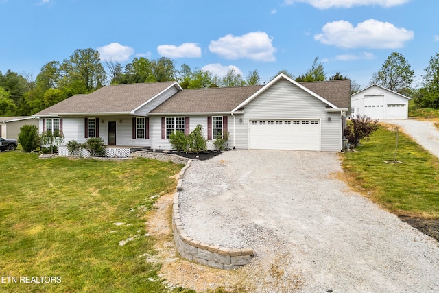283 Red Hill Rd, Andersonville, TN 37705 - single story home with a front yard, an attached garage, and a shingled roof