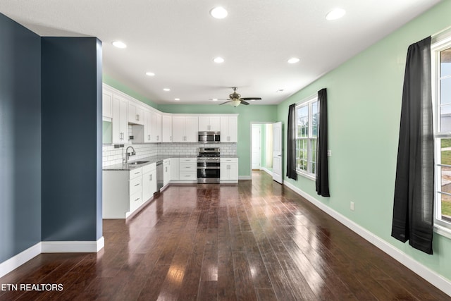 283 Red Hill Rd, Andersonville, TN 37705 - kitchen with appliances with stainless steel finishes, a sink, ceiling fan, baseboards, and recessed lighting