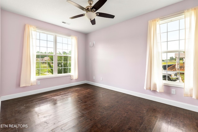 283 Red Hill Rd, Andersonville, TN 37705 - empty room featuring baseboards, dark wood-style floors, and a ceiling fan