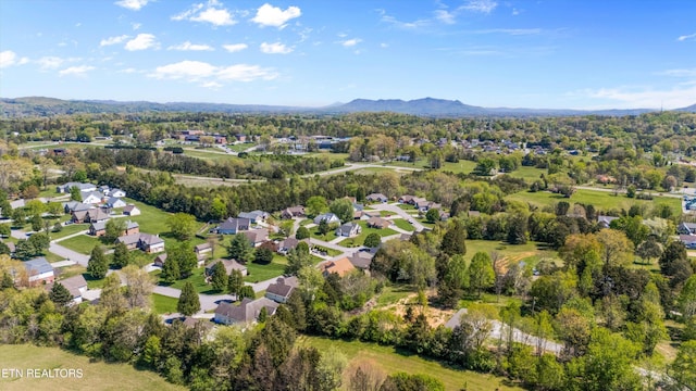 bird's eye view featuring a mountain view and a residential view