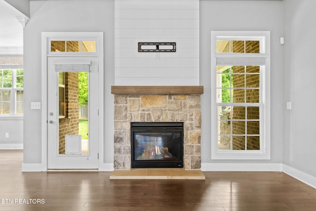 1416 Ebenezer Rd, Knoxville, TN 37922 - interior space featuring baseboards, wood finished floors, and a fireplace