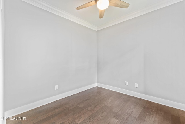 1416 Ebenezer Rd, Knoxville, TN 37922 - spare room with crown molding, dark wood-style flooring, a ceiling fan, and baseboards