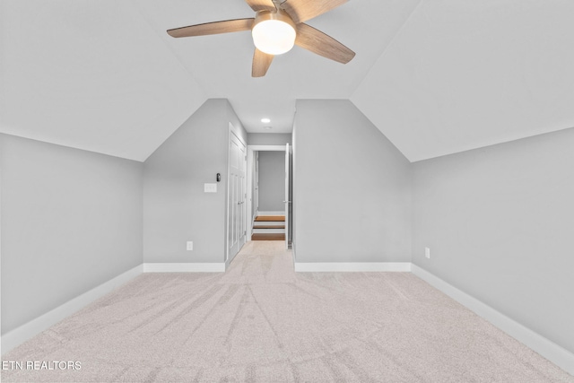 1416 Ebenezer Rd, Knoxville, TN 37922 - additional living space with carpet flooring, ceiling fan, baseboards, and lofted ceiling