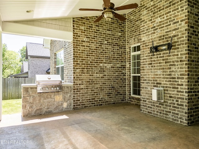 1416 Ebenezer Rd, Knoxville, TN 37922 - view of patio / terrace with ceiling fan, fence, and grilling area