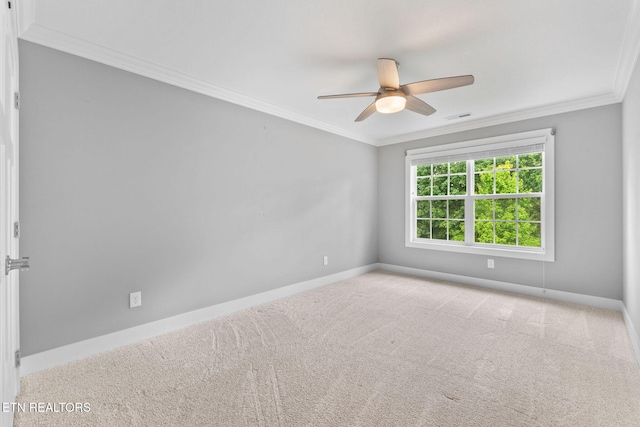1416 Ebenezer Rd, Knoxville, TN 37922 - spare room featuring carpet floors, a ceiling fan, baseboards, and ornamental molding