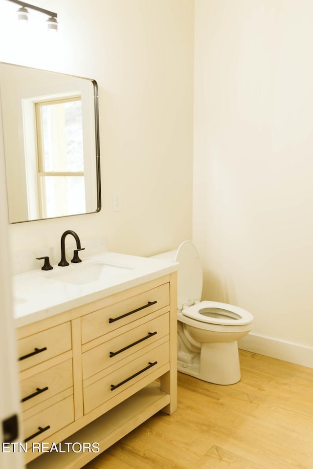 162 Wilderness Dr, New Tazewell, TN 37825 - bathroom featuring baseboards, wood finished floors, toilet, and vanity