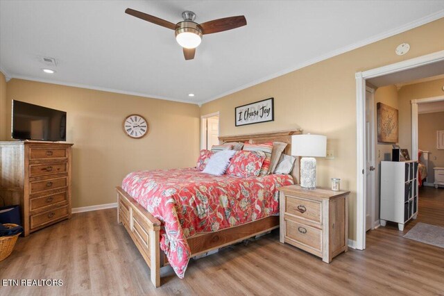470 Deerfield Lndg Unit 5, Lafollette, TN 37766 - bedroom with baseboards, crown molding, and light wood-type flooring