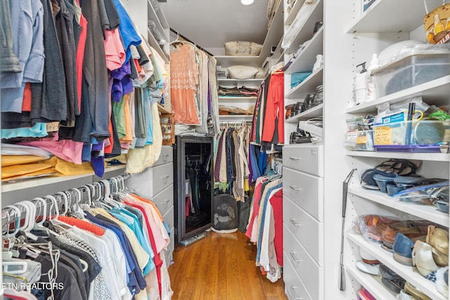 spacious closet with wood finished floors
