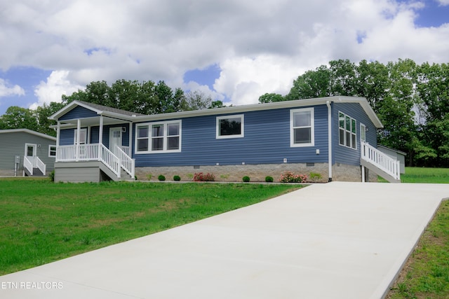 1510 Anna Maria Ln, Cookeville, TN 38501 - view of front of property with a porch, a front yard, concrete driveway, and stairs