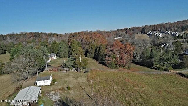 aerial view with a wooded view
