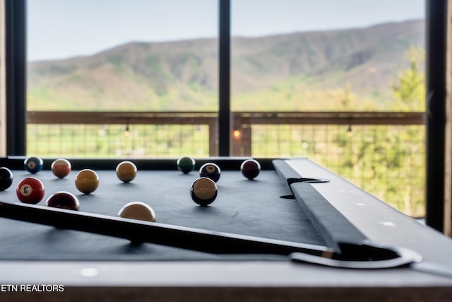interior space featuring a mountain view