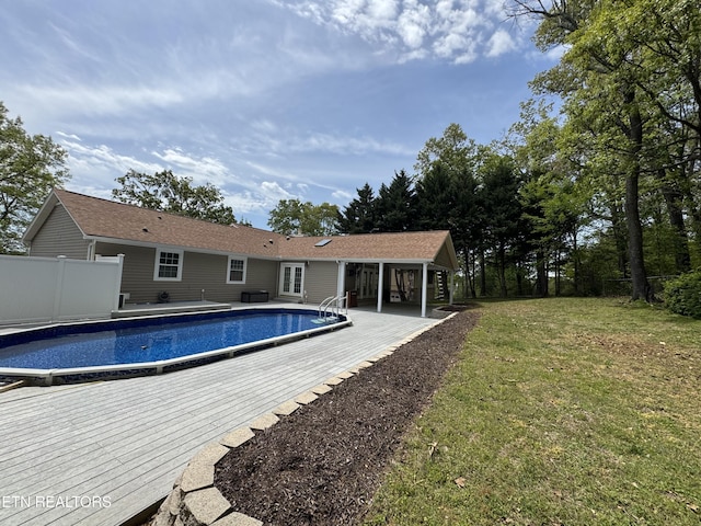 11709 Black Powder Dr, Knoxville, TN 37934 - view of swimming pool featuring fence, a fenced in pool, a yard, and cooling unit