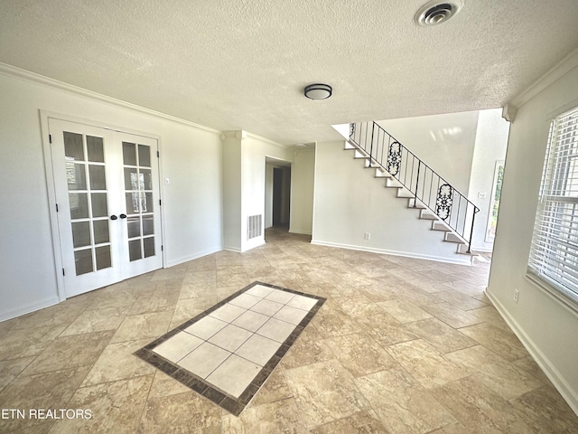 11709 Black Powder Dr, Knoxville, TN 37934 - interior space with visible vents, crown molding, and french doors