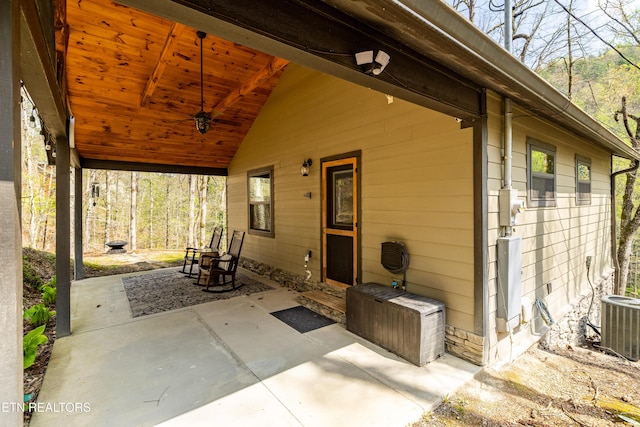 view of patio featuring central AC unit