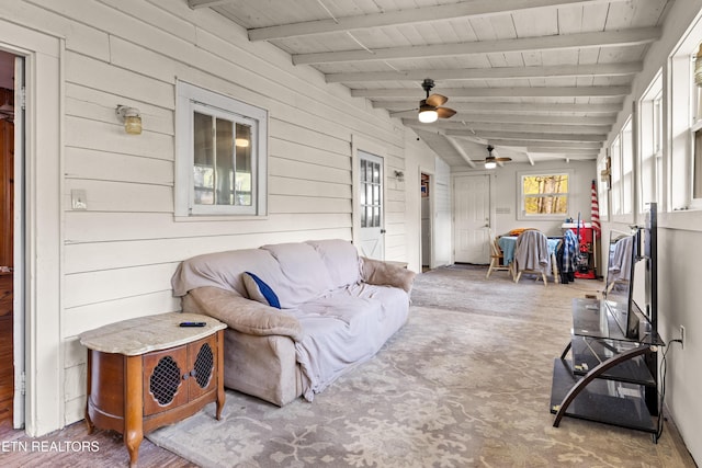 sunroom / solarium with beam ceiling