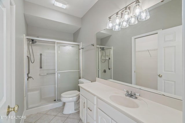 300 Willington Pl, Loudon, TN 37774 - bathroom featuring toilet, vanity, tile patterned flooring, and a stall shower