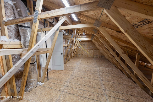 view of unfinished attic