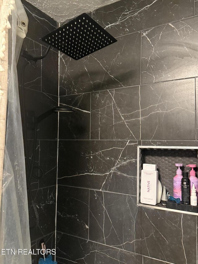 interior details with tiled shower