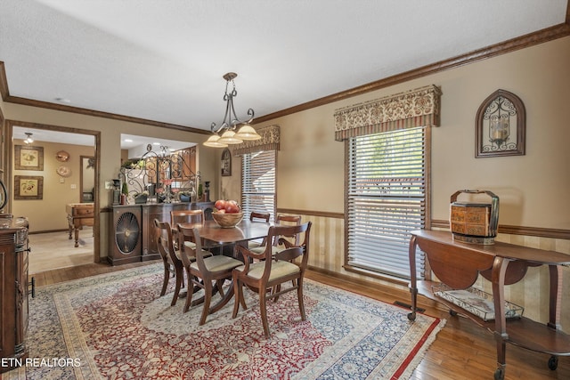 46 Chestnut Dr, Norris, TN 37828 - dining room featuring a wainscoted wall, wood finished floors, and ornamental molding