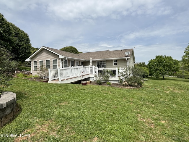 2525 Virgil Rushing Way, Knoxville, TN 37914 - back of property featuring a lawn, a wooden deck, and a shingled roof