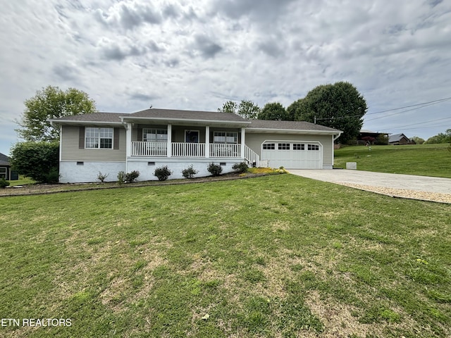 2525 Virgil Rushing Way, Knoxville, TN 37914 - single story home featuring a porch, an attached garage, a front yard, and concrete driveway