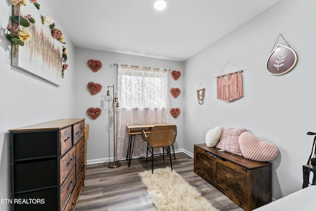 office featuring baseboards and wood finished floors
