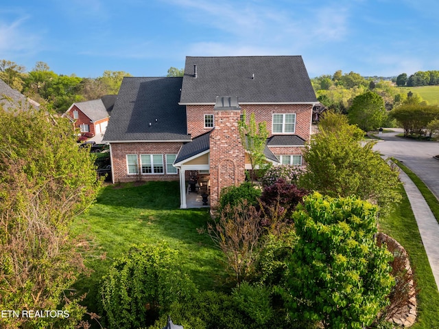 11969 Lakehurst Ln, Knoxville, TN 37934 - back of property featuring brick siding, a yard, and roof with shingles