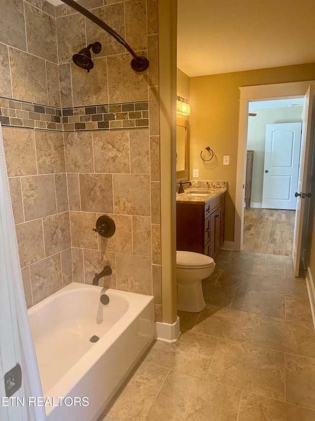 11969 Lakehurst Ln, Knoxville, TN 37934 - bathroom featuring shower / bathtub combination with curtain, vanity, baseboards, and toilet