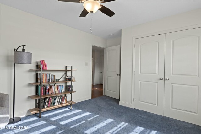 3317 Parrish Hill Ln, Knoxville, TN 37938 - bedroom featuring a closet, carpet flooring, baseboards, and ceiling fan