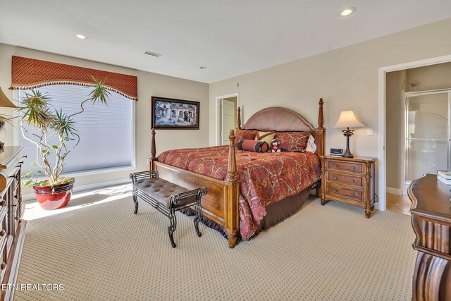 135 Austin Ln, Deer Lodge, TN 37726 - bedroom featuring visible vents, recessed lighting, and light colored carpet