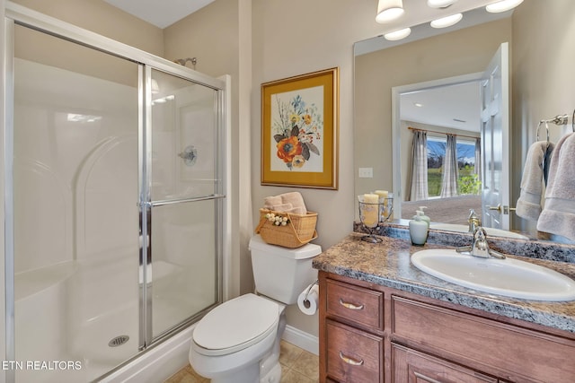 135 Austin Ln, Deer Lodge, TN 37726 - full bathroom featuring baseboards, a shower stall, toilet, and vanity
