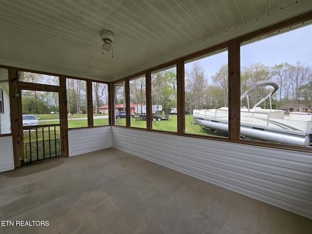 view of unfurnished sunroom
