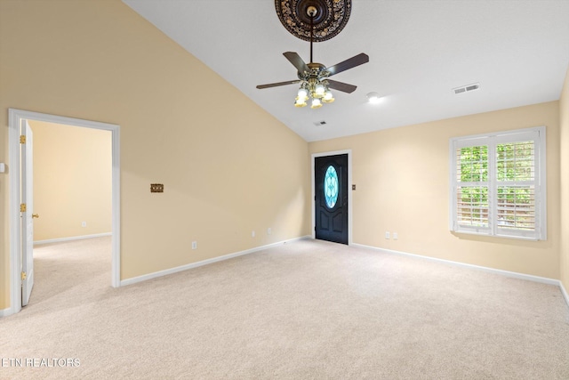 7143 La Christa Way, Knoxville, TN 37921 - spare room with light carpet, baseboards, visible vents, and ceiling fan
