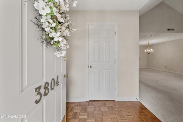 3804 Whitworth Dr, Knoxville, TN 37938 - entrance foyer with an inviting chandelier, visible vents, and baseboards