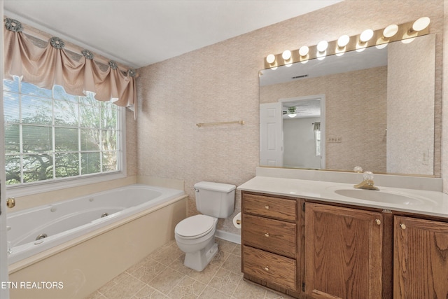 3804 Whitworth Dr, Knoxville, TN 37938 - bathroom with tile patterned flooring, a jetted tub, toilet, and vanity