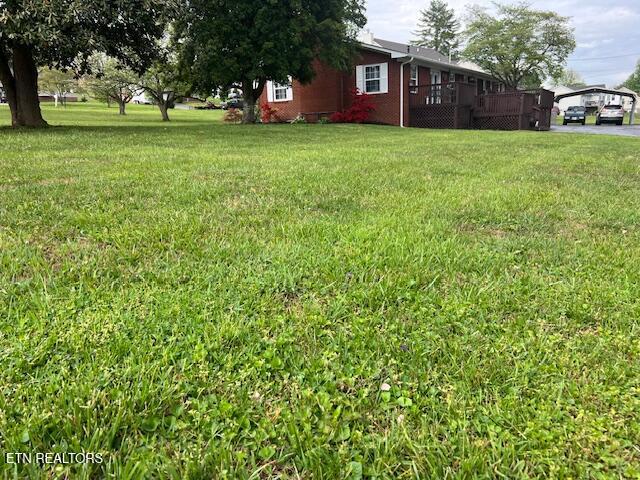 205 Hickory Ln, Jacksboro, TN 37757 - view of yard featuring a wooden deck