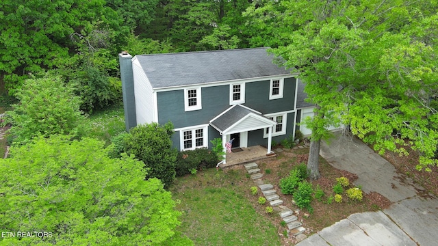 1624 Capitol Blvd, Knoxville, TN 37931 - colonial inspired home with a chimney and a forest view