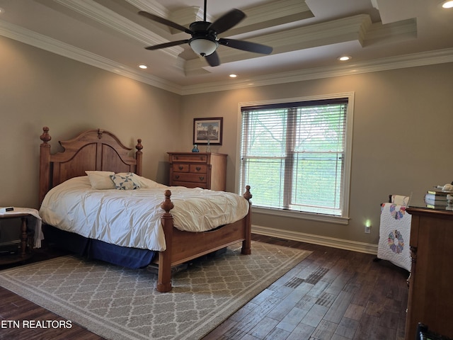 184 Danielle Ct, Harrogate, TN 37752 - bedroom with wood finished floors, a raised ceiling, ornamental molding, and baseboards