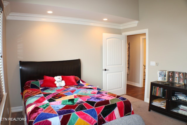 184 Danielle Ct, Harrogate, TN 37752 - bedroom with recessed lighting, ornamental molding, and carpet