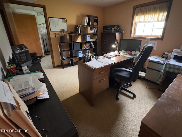 home office featuring carpet floors