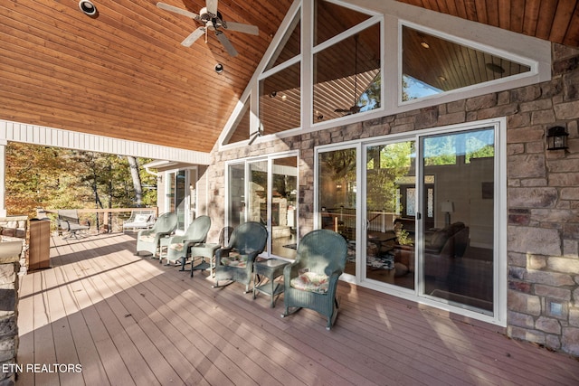 deck featuring a ceiling fan